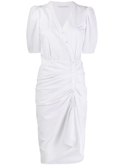 Veronica Beard Atia Ruched Shirt Dress In White