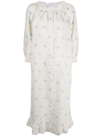 Sleeper Floral-print Midi Dress In White