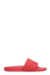 Gucci Red Quilted Gg Pool Slides In Red