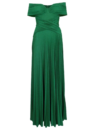 Elisabetta Franchi Celyn B. Long Jersey Lamè Dress In Mint Green