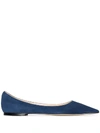 Jimmy Choo Love Flat Ballerina Shoes In Blue