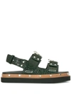 3.1 Phillip Lim Alix Croco Flatform Sandals In Green