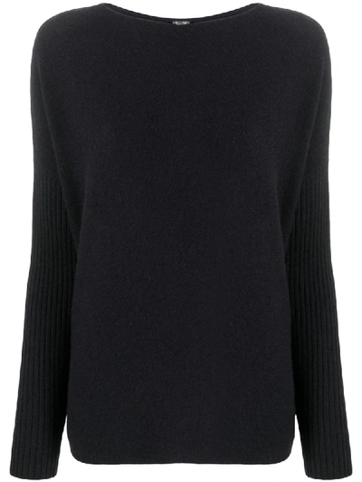 Kristensen Du Nord Ribbed-sleeve Cashmere Jumper In Blue