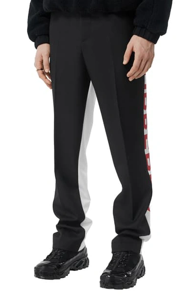 Burberry Colorblock Logo Trousers In Black