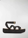 Marni Flatform Strappy Sandals In Black