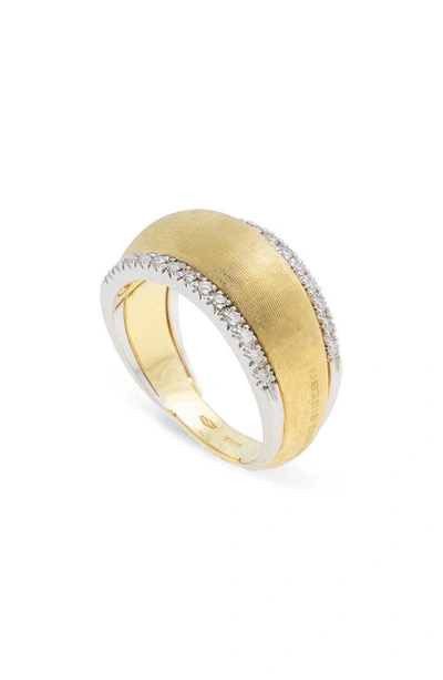 Marco Bicego Lucia 18k Yellow Gold Double Diamond Row Dome Ring In White/gold