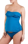 Shop Cache Coeur Bloom Tankini Maternity Swimsuit In Retro Blue