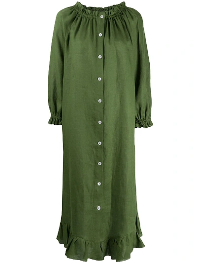 Sleeper Ruffled-hem Midi Dress In Green