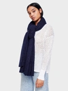 WHITE + WARREN THE MINI CASHMERE TRAVEL WRAP IN DEEP NAVY BLUE,17203SS