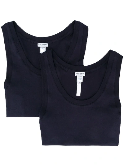 Dolce & Gabbana Two-pack Sleeveless Top In Blue