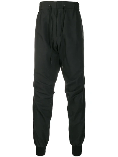 Devoa Drawstring Drop-crotch Trousers In Black