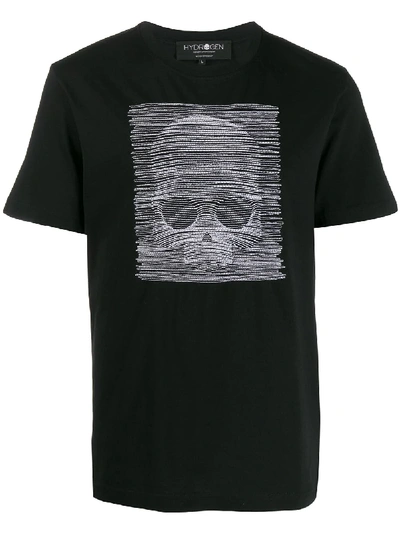 Hydrogen 3d Embroidered Skull T-shirt In Black