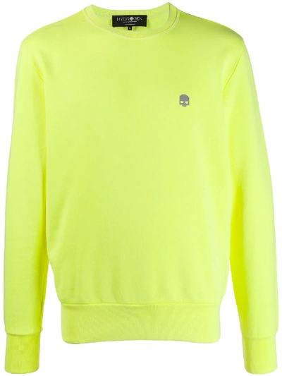 Hydrogen Skull-print Crew-neck Sweatshirt In Yellow