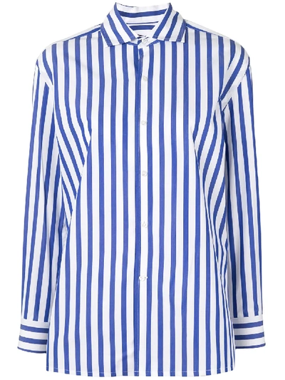 Polo Ralph Lauren Ralph Lauren Collection Capri Long Sleeve Shirt In White Classic Blue
