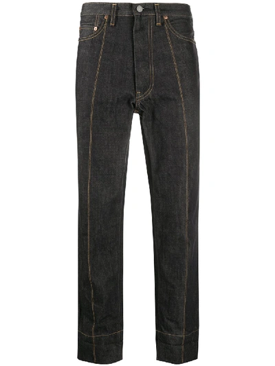 Yohji Yamamoto Cropped Denim Jeans In Blue