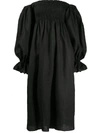 Sleeper + Net Sustain Atlanta Off-the-shoulder Shirred Linen Midi Dress In Black