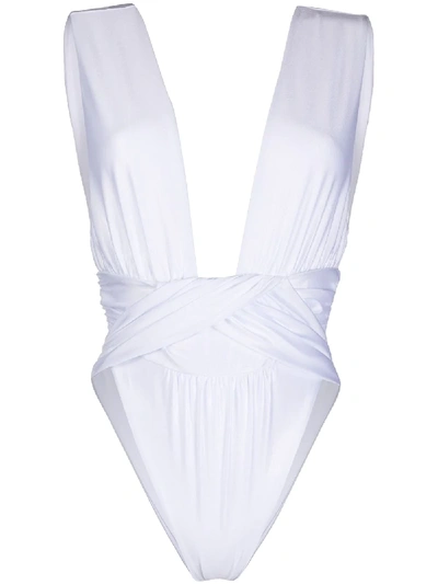 La Reveche Ruched One-piece Swimsuit In White