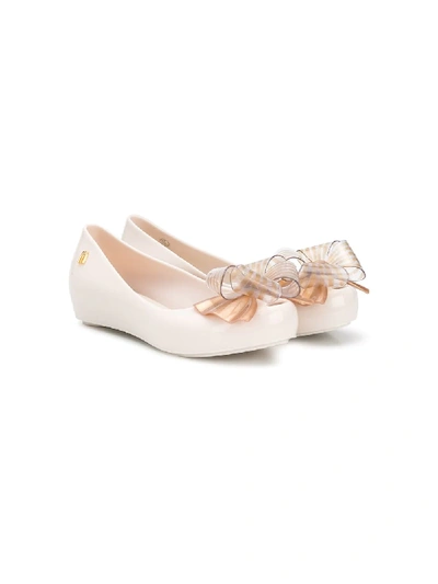 Mini Melissa Kids' Bow Detail Ballerina Shoes In Neutrals