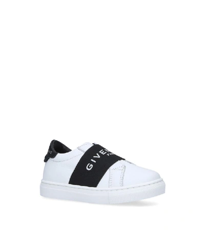 Givenchy Kid's Urban Street Logo Leather Elastic-strap Trainers, Baby In White