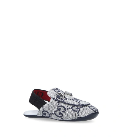 Gucci Baby Princetown Gg Canvas Slipper In Blue/white Gg Canvas