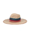 Paul Smith Straw Hat With Multicolour Stripes In Sand