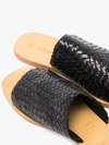 ST AGNI BLACK PIA WOVEN LEATHER SANDALS,SA414BLK14845031