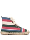LOEWE STRIPED CANVAS ESPADRILLE ANKLE BOOTS