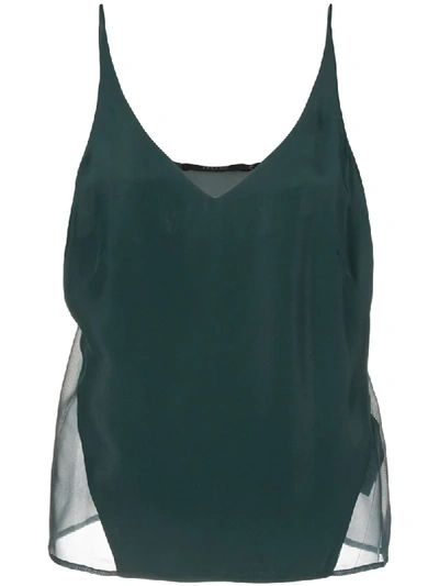 J Brand Lucy Sheer-panel Silk Top In Green