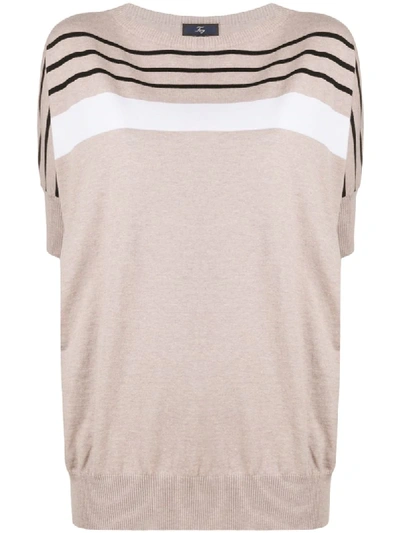 Fay Striped Cotton Knitted Top In Neutrals