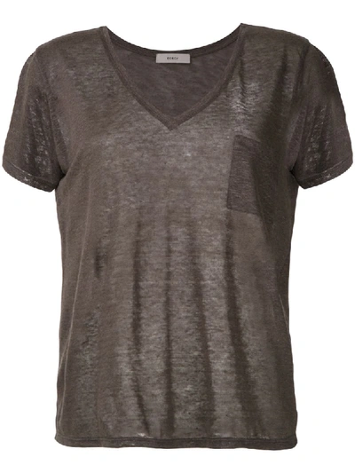 Egrey Leinen-t-shirt Mit V-ausschnitt In Grey