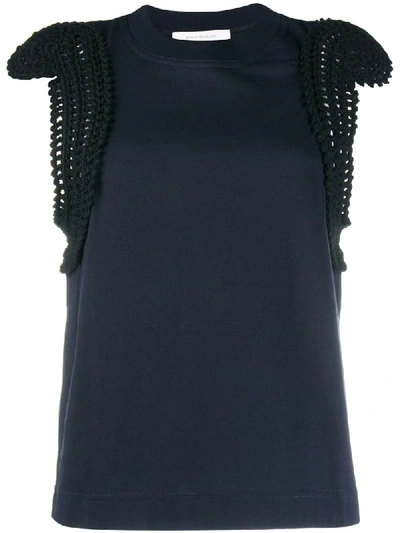 Cedric Charlier Knitted Trim Waistcoat Top In Black