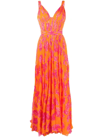 Maria Lucia Hohan Nicolla Floral-print Tiered Dress In Orange