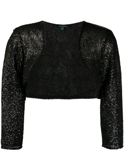 Lauren Ralph Lauren Sequin-embellished Bolero Jacket In Black