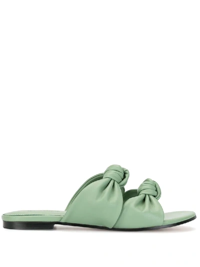 Mara & Mine Knotted Flat Sandals In Green