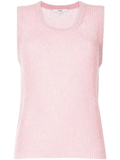 Tibi Sleeveless Crocheted Jumper In Pink