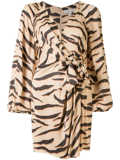 Shona Joy Olson Zebra-print Dress In Neutrals