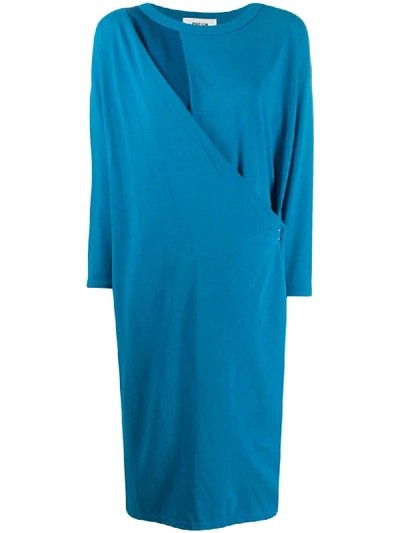 Zucca Draped Asymmetric Dress In Blue