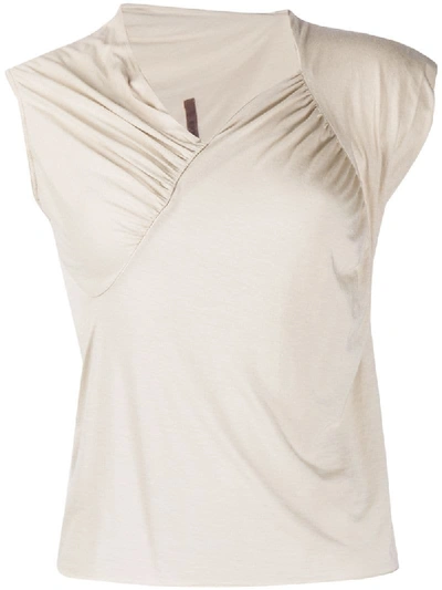 Rick Owens Asymmetric Ruched Detail Waistcoat Top In Neutrals