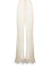 ALANUI SHEER FEATHER-TRIMMED TROUSERS