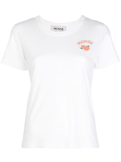 Monse Fitted Orange Embroidered T-shirt In White