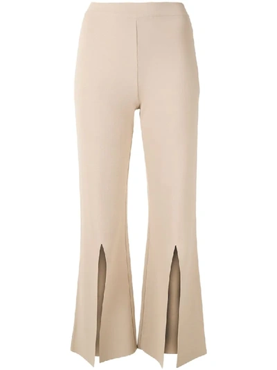 Stella Mccartney Slit-front Flared Trousers In Neutrals