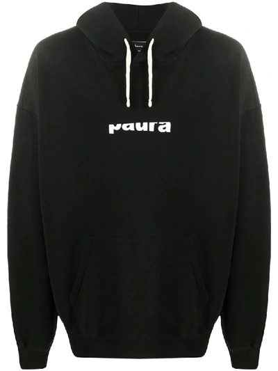 Paura Logo Printed Hoodie In Black