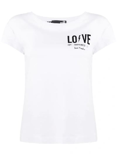 Love Moschino Chest Logo T-shirt In White