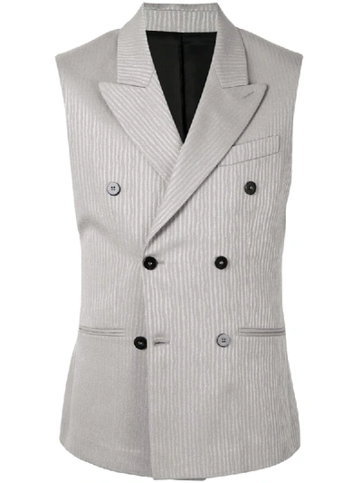 Ernest W Baker Striped Waistcoat In Grey