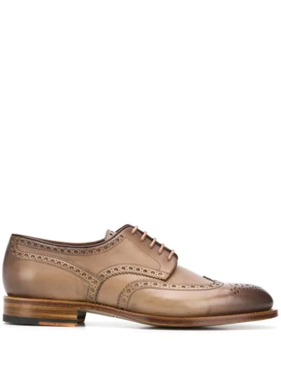 Santoni Perforated Oxford Shoes In Neutrals