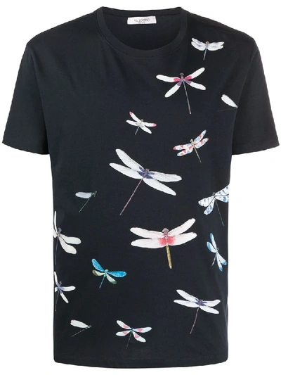 Valentino Dragonfly Print T-shirt In Blue