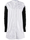 MSGM LACE PANELLED STRIPED SHIRT DRESS