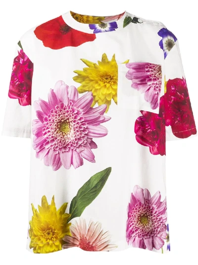 Sara Lanzi Oversize Floral Print T-shirt In White