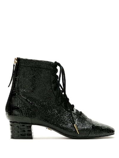Andrea Bogosian Runa Crocodile-effect Ankle Boots In Black
