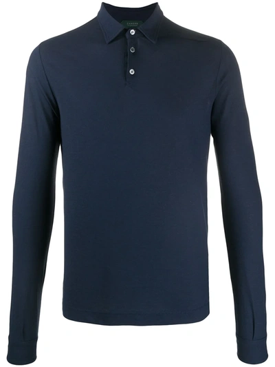Zanone Long-sleeved Polo Shirt In Blue